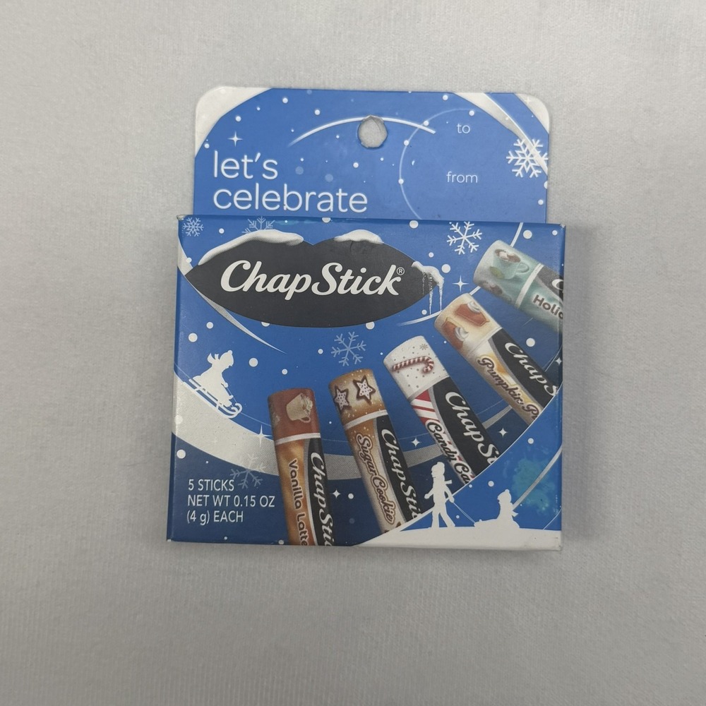 ChapStick Holiday Collection 5 Stick Lip Balm Gift Set Vanilla Latte Candy Cane
